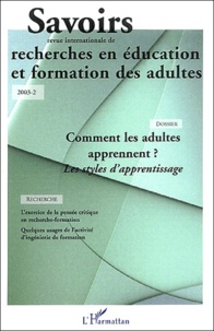 Daniel Chartier et Etienne Bourgeois - Savoirs N° 2/2003 : Comment les adultes apprennet ? - Les styles d'apprentissage.