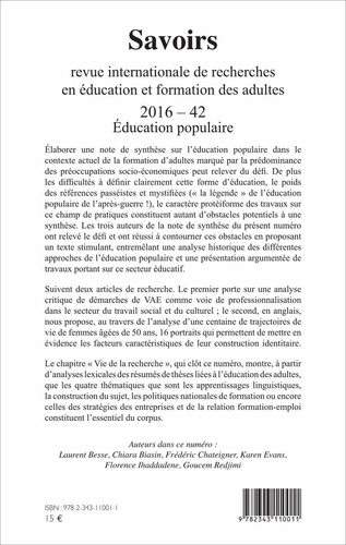 Savoirs N° 42/2016 Education populaire