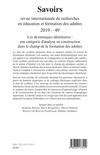Savoirs N° 49/2019 Les dynamiques identitaires