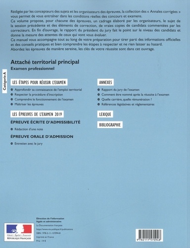 Attaché territorial principal. Examen professionnel Catégorie A  Edition 2021