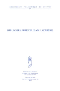 Bibliographie de Jean Ladrière