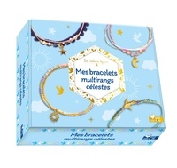 Laetitia Lazerges - Mes bracelets multirangs célestes - Coffret avec du fil de jade, un ruban pompons, un fil torsadé, un ruban, du fil de nylon, 7 anneaux, 2 serre-rubans, 4 serre-fils, des perles, des breloques, 2 fermoirs.