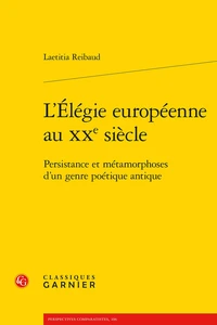 L'Elégie européenne au XXe siècle