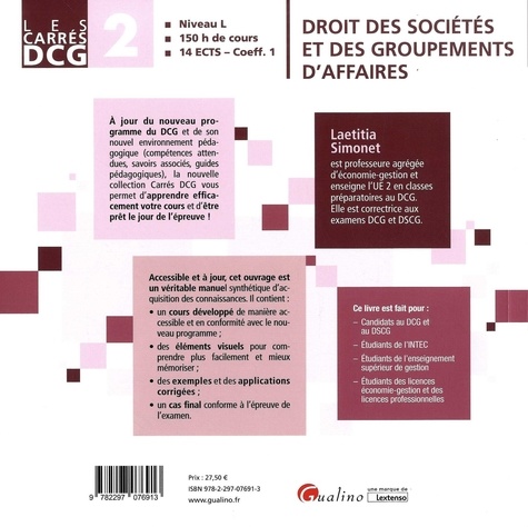 Droit des sociétés et des groupements d'affaires DCG 2. Cours et applications corrigées  Edition 2019-2020