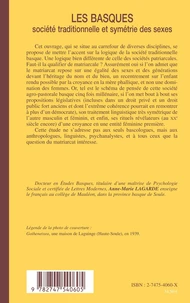 les basques : societe traditionnelle et symetrie des sexes