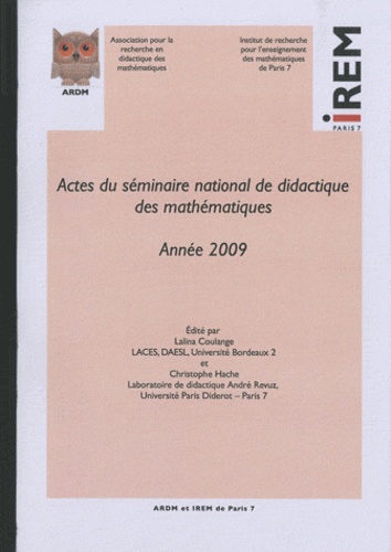 Lalina Coulange et Christophe Hache - Actes du séminaire national de didactique des mathématiques - Année 2009.