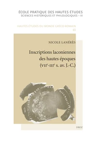Inscriptions laconiennes des hautes époques (VIIe-IIIe s. av. J.-C.)