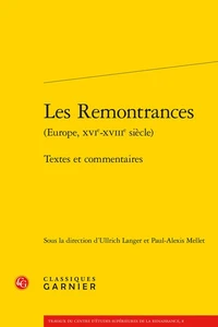 Les Remontrances (Europe, XVIe-XVIIIe siècle)