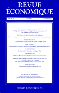 Revue Economique Volume 49 N° 6 Novembre 1998