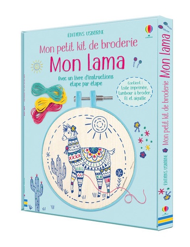 Mon lama. Coffret avec 1 toile imprimée, 1 tambour à broder, fil et aiguille