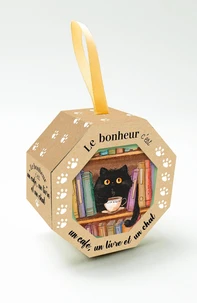 Le bonheur c'est un café, un livre et un chat