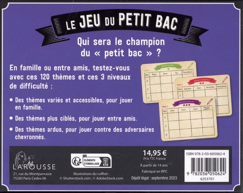 JEU - Le Petit Bac  Teaching Resources