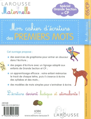 Mon cahier d'écriture des premiers mots. Spécial grande section et CP