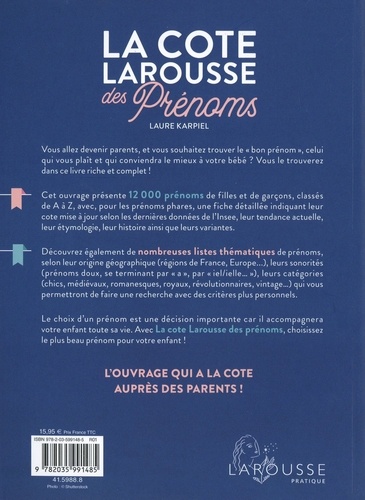 La Cote Larousse Des Prenoms Laure Karpiel Livres Furet Du Nord