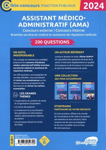 Assistant médico-administratif (AMA) 200 questions. Branches Secrétariat médical et Assistance de régulation médicale  Edition 2024