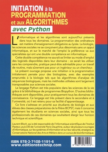 Initiation à la programmation et aux algorithmes Python