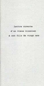 Lettre ouverte d’un vieux nizanien à son fils de vingt ans