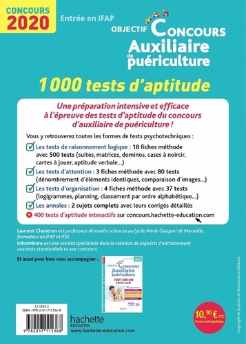 Auxiliaire de puériculture. 1000 tests d'aptitude  Edition 2020