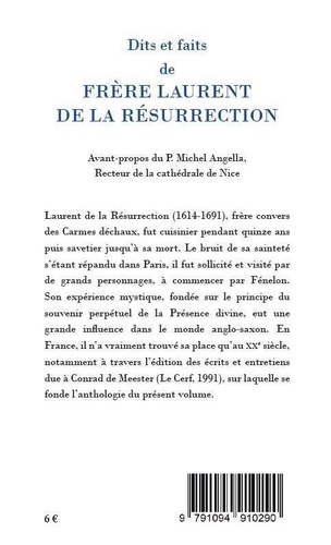 Dits et faits de FRERE LAURENT DE LA RESURRECTION