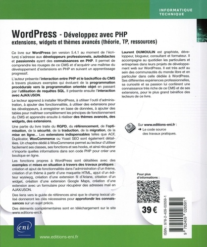 WordPress, développez avec PHP. Extensions, widgets et thèmes avancés (théorie, TP, ressources) 4e édition