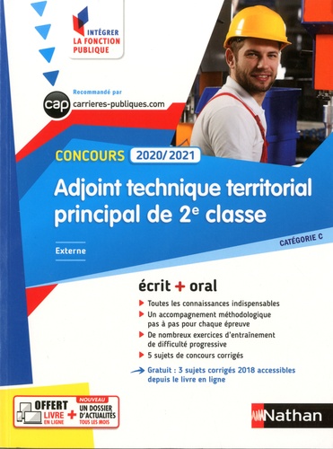 Concours adjoint technique territorial principal de 2e classe externe. Catégorie C. Ecrit + oral  Edition 2020-2021