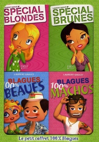 Laurent Gaulet - Le petit coffret 100% Blagues en 4 volumes : Spécial Blondes ; Spécial Brunes ; Blagues 100% Beaufs ; Blagues 100% Machos.