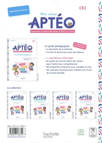 Mon cahier Aptéo CE2. Guide pédagogique  Edition 2022