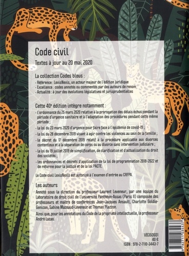 Code civil. Jaquette Jungle  Edition 2021