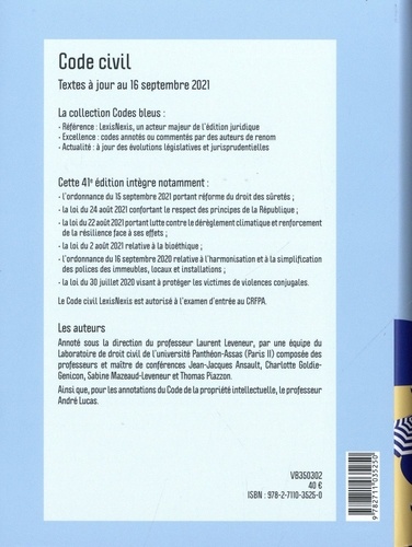 Code civil. Jaquette Parasol  Edition 2022