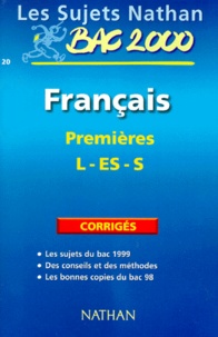 Laurent Paluel-Marmont et Eliane Itti - Francais 1ere L/Es/S. Corriges, Edition 2000.