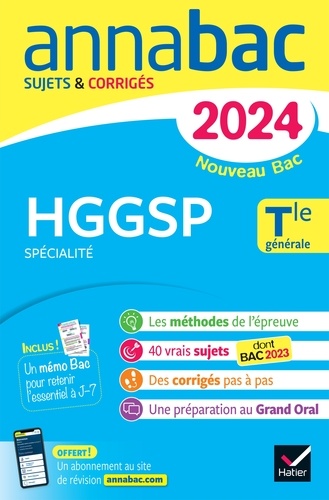 Annales du bac Annabac 2024 HGGSP Tle générale (spécialité). sujets corrigés nouveau Bac