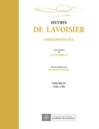 OEuvres de Lavoisier : Correspondance, Volume IV (1784-1786)
