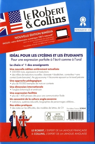 Le Robert & Collins Compact + anglais. Français-anglais ; anglais-français  Edition 2019