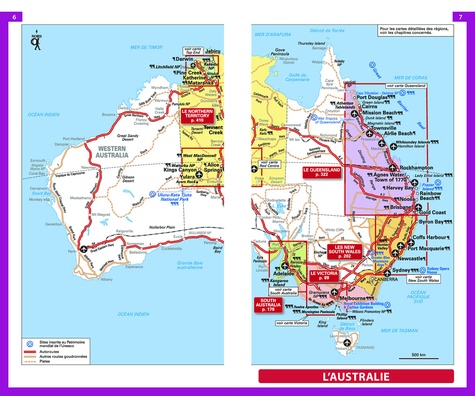 Australie. Côtes Est et Nord + Red Center (Uluru/Ayers Rock)  Edition 2023-2024 -  avec 1 Plan détachable