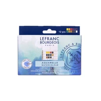 Lefranc bourgeois boite plastique fine aquarelle - 12 demi-godets