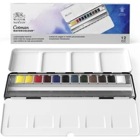 Winsor & newton cotman aquarelle boite metal de voyage personnalisable- 12 demi-godets