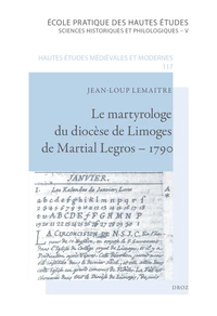 Le martyrologe du diocèse de Limoges de Martial Legros - 1790