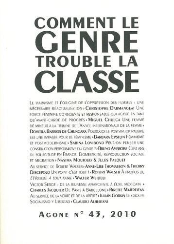 Thierry Discepolo et Gilles Le Beuze - Agone N° 43, 2010 : Comment le genre trouble la classe.