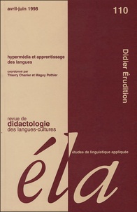 Thierry Chanier - Etudes de Linguistique Appliquée N° 110, Avril-Juin 1 : Hypermédia et apprentissage des langues.
