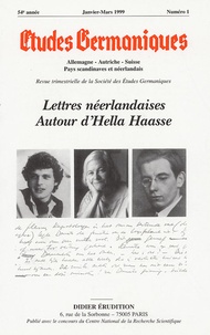Johanna Stouten - Etudes Germaniques N° 1, Janvier-Mars 1 : Lettres néerlandaises autour d'Hella Haasse.