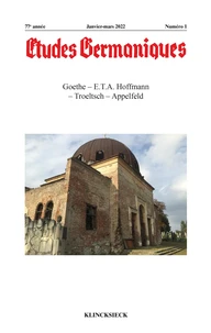 Goethe – E.T.A. Hoffmann – Troeltsch – Appelfeld