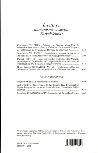 Etudes Germaniques N° 268, 4/2012 Erec/Erec, humanisme et savoirs, Paris/Weimar