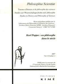 Alain Boyer - Philosophia Scientiae Volume 11 N° 1/2007 : Karl Popper : un philosophe dans le siècle.