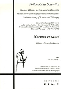 Christophe Bouriau - Philosophia Scientiae Volume 12 N° 2/2008 : Normes et santé.