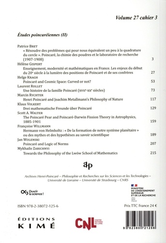 Philosophia Scientiae Volume 27 N° 3/2023 Etudes poincaréiennes (II)
