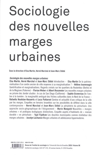 Revue de l'Institut de sociologie 2020 Sociologie des nouvelles marges urbaines
