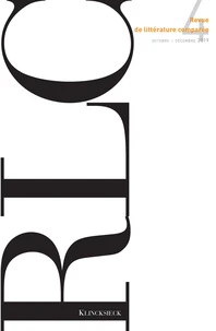Revue de littérature comparée N° 372, octobre-décembre 2019