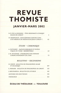 Revue thomiste N° 1/2002, janvier-mars 2002