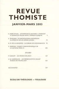 Revue thomiste N° 1/2003, janvier-mars 2003