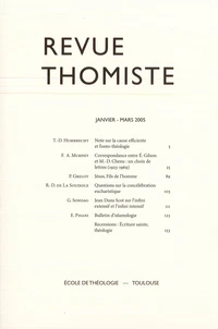 Revue thomiste N° 1/2005, janvier-mars 2005